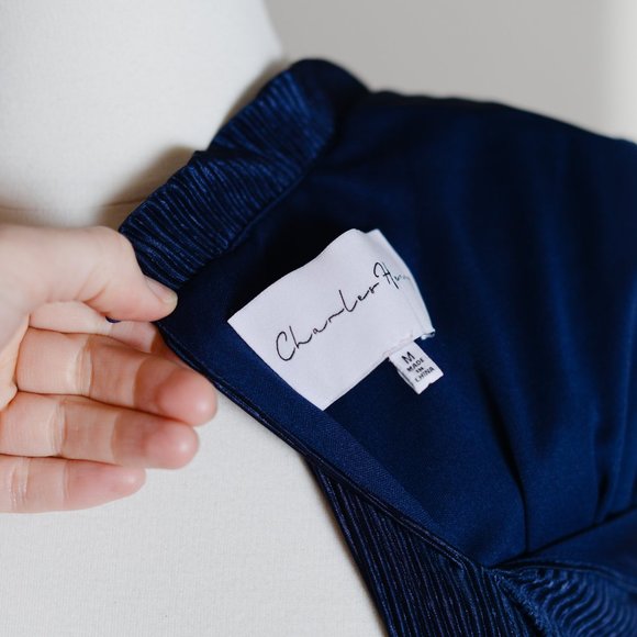 Charles Henry Midnight Blue Pleated Midi Dress - Picture 9 of 9